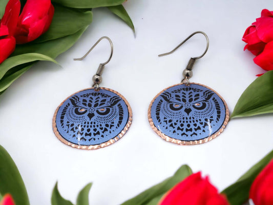 Blue Owl Copper Circle Earring Jewellery