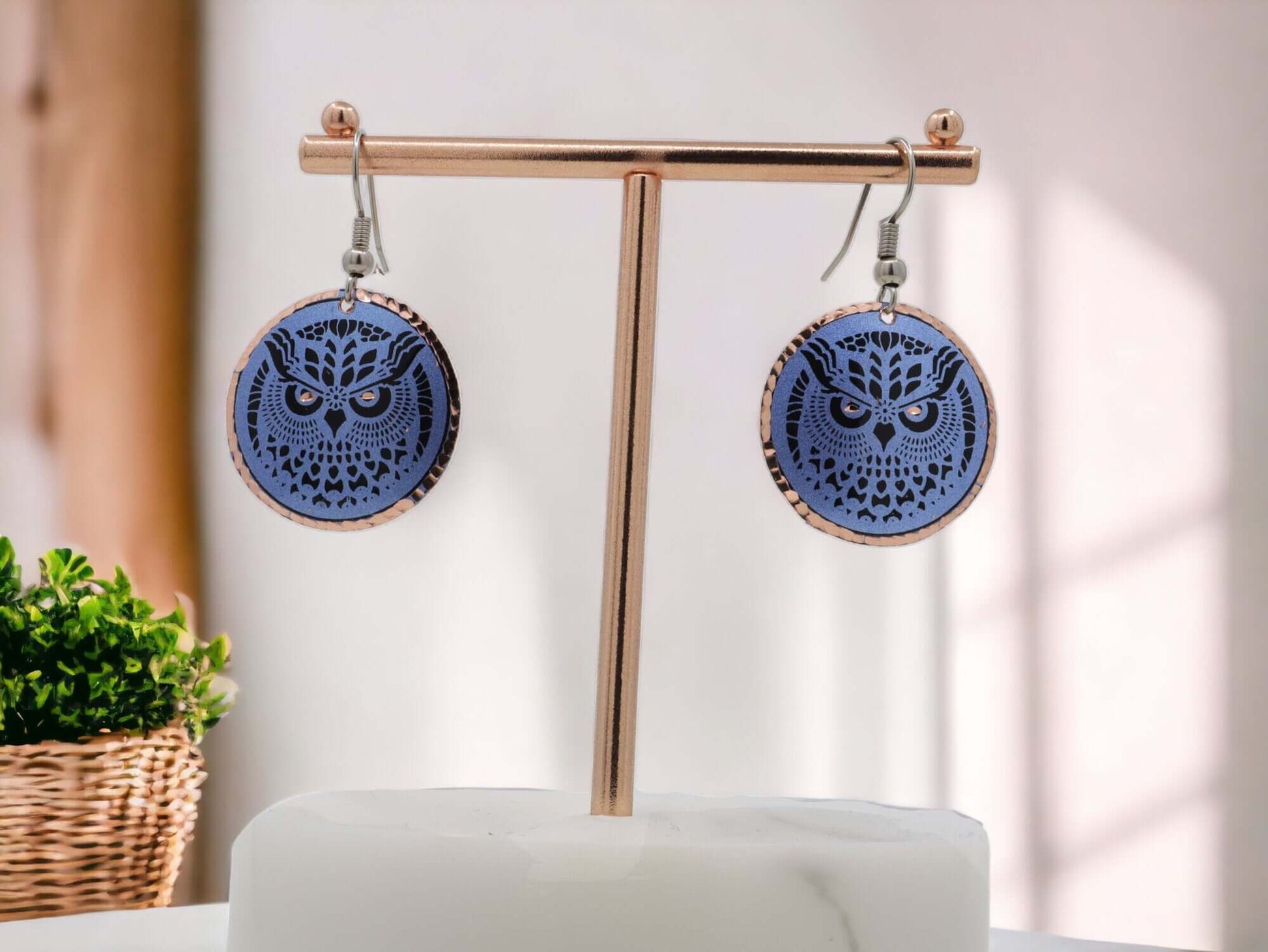 Blue Owl Copper Circle Earring Jewellery
