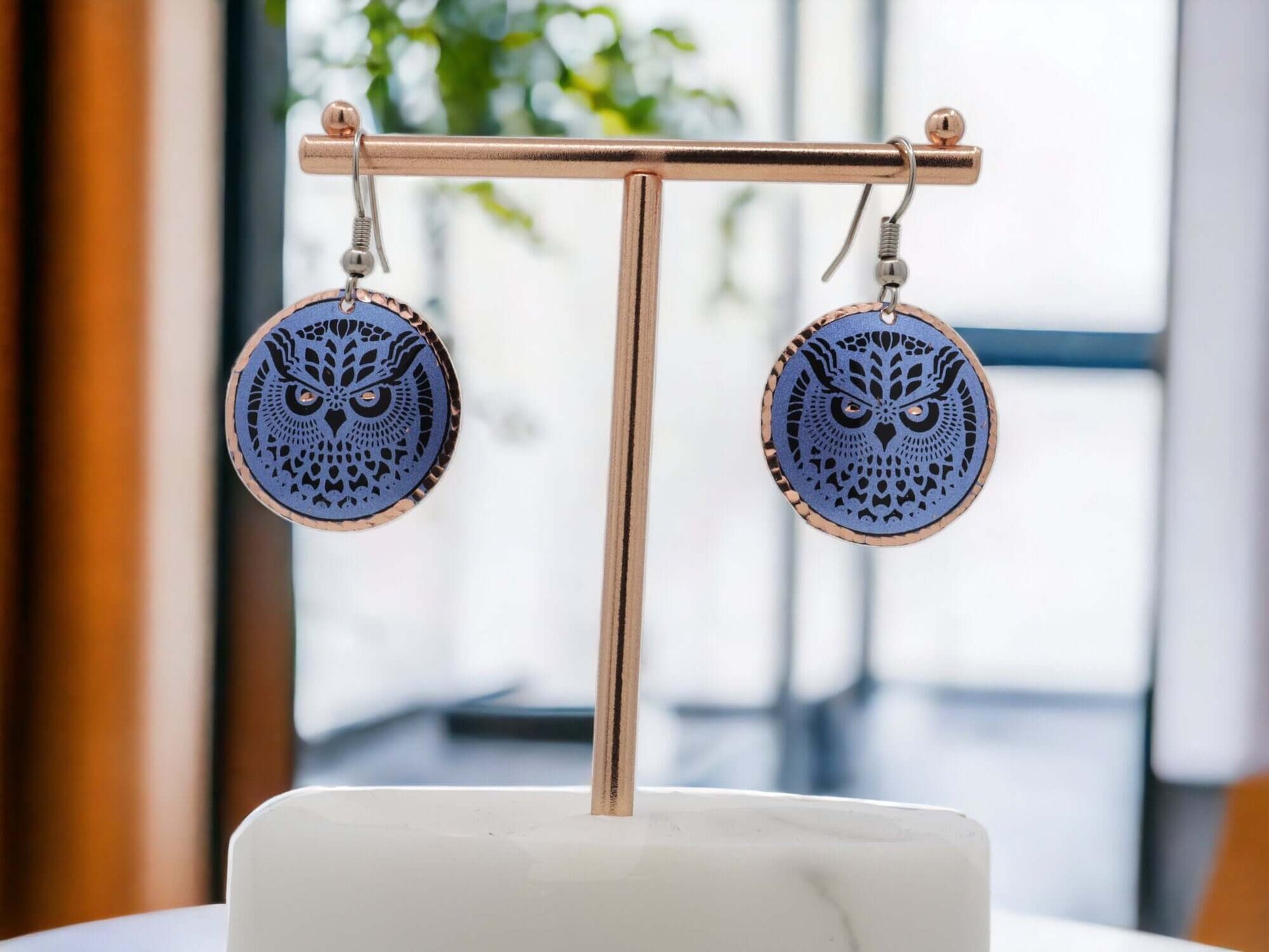 Blue Owl Copper Circle Earring Jewellery