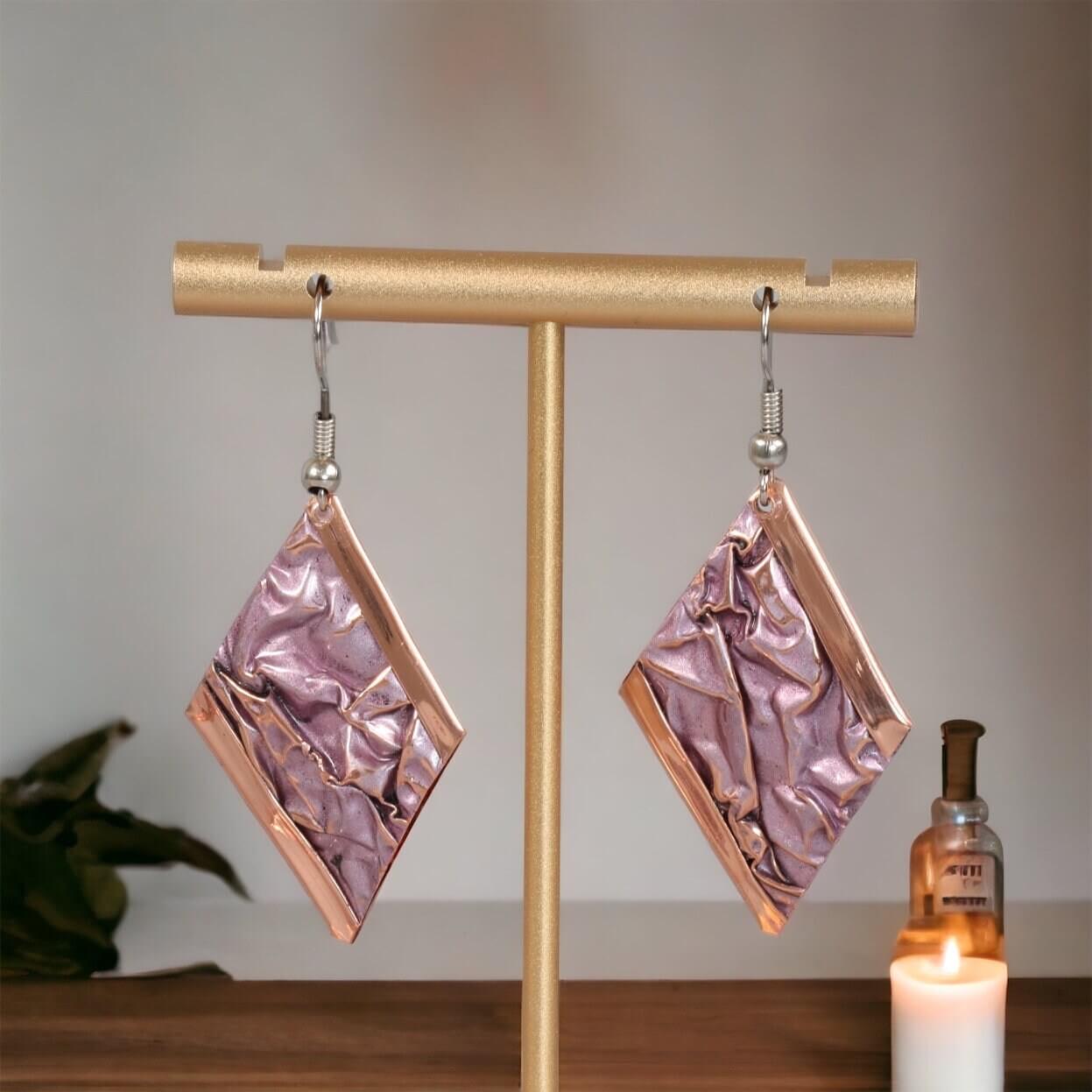 Copper Wrinkled Earring Jewellery