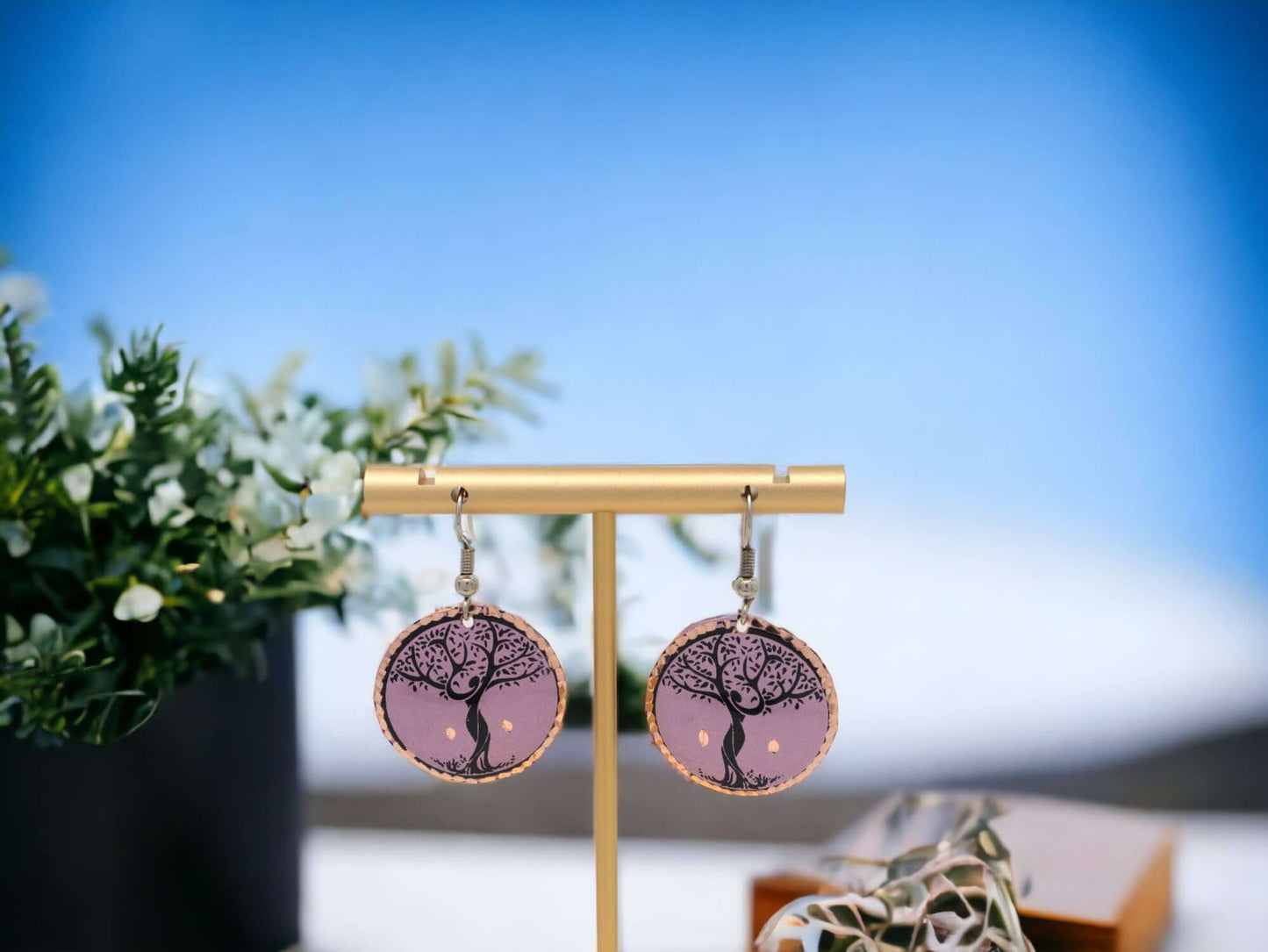 Lavander Tree Copper Circle Earring Jewellery