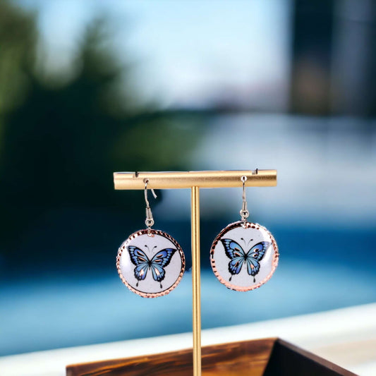 Butterfly Copper Circle Earring Jewellery Gift