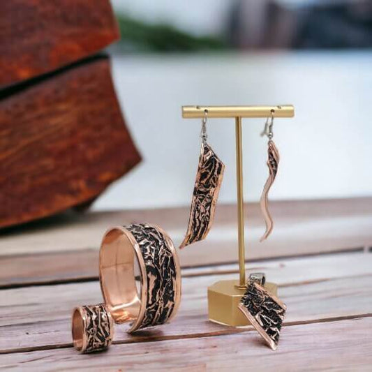 Black Wrinkled Copper Jewelry Set Jewellery