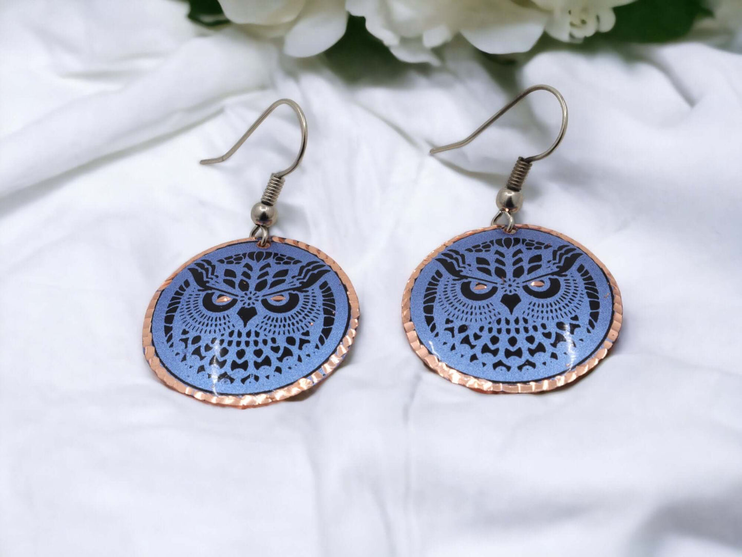 Blue Owl Copper Circle Earring Jewellery