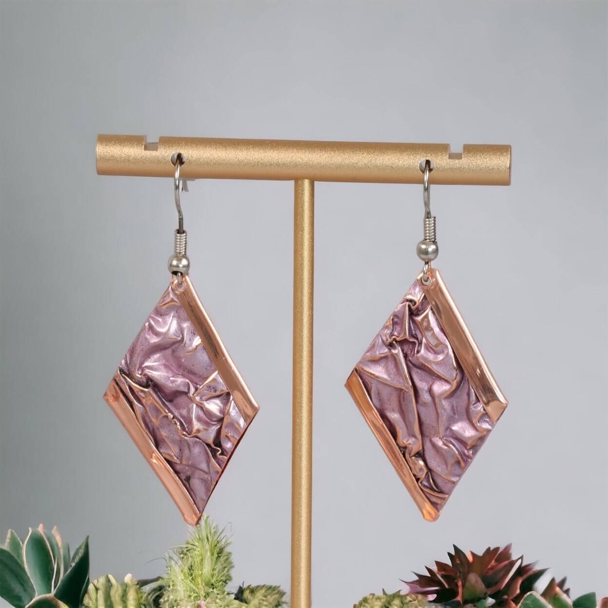 Copper Wrinkled Earring Jewellery