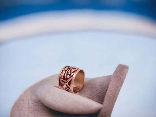 Magenta Copper Wrinkled Adjustable Ring Jewellery