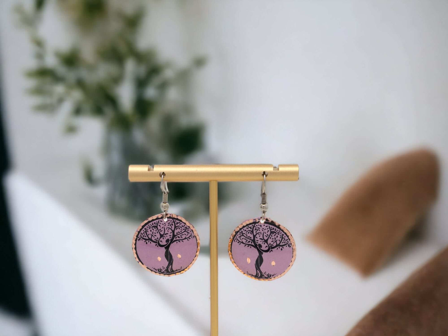 Lavander Tree Copper Circle Earring Jewellery