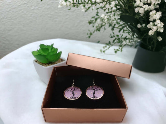 Lavander Tree Copper Circle Earring Jewellery