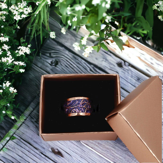 Purple Copper Wrinkled Adjustable Ring Jewellery