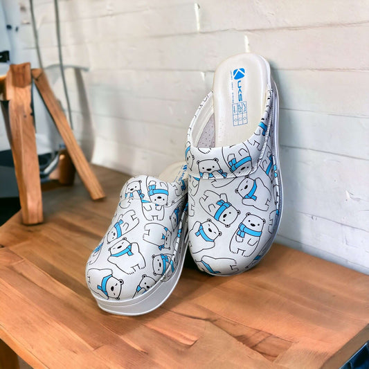 Polar Bear Air Clogx Leather Clogs Slippers Nursing Clogs Handmade, High Heel, Platform, Gift for Her, Gift for Women, Slip Resistant