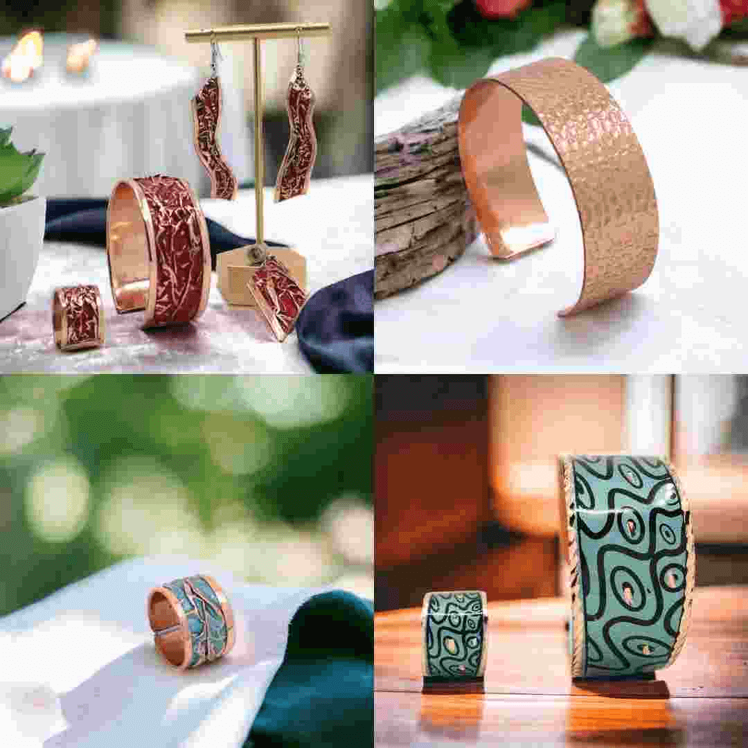 Copper Jewellery Earrins Ring Bracelet Necklace