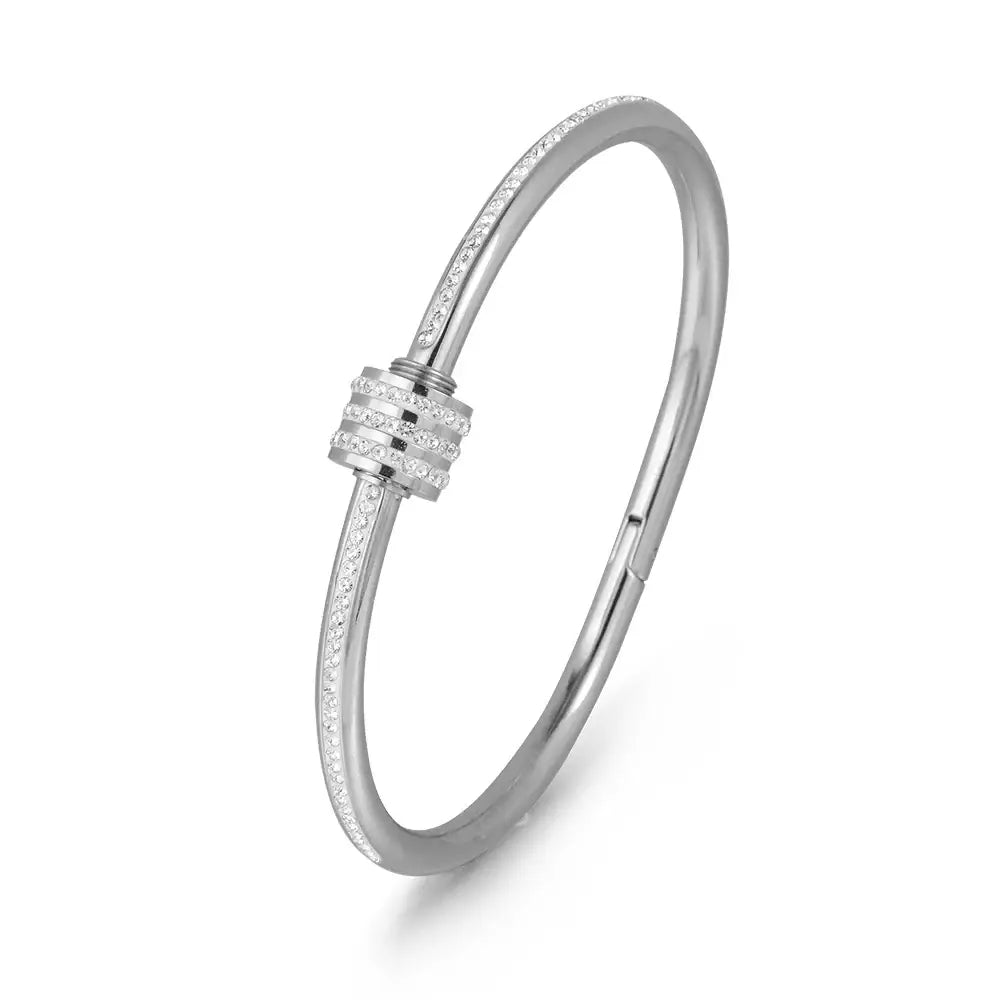Elegant 316L Stainless Steel Bangle Bracelet for Women – Tarnish-Free, Cubic Zirconia Detail