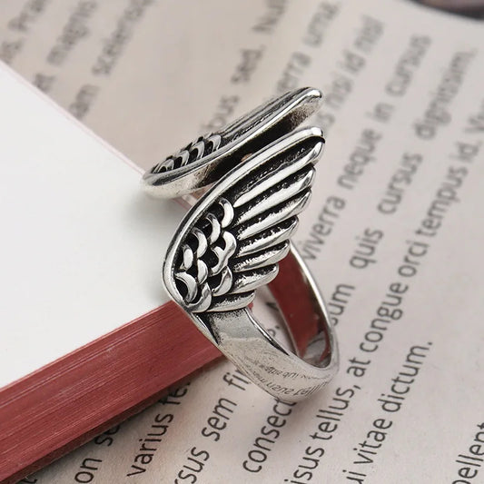 Angel Wing Silver Ring – Dainty 925 Sterling Silver Wing Band
