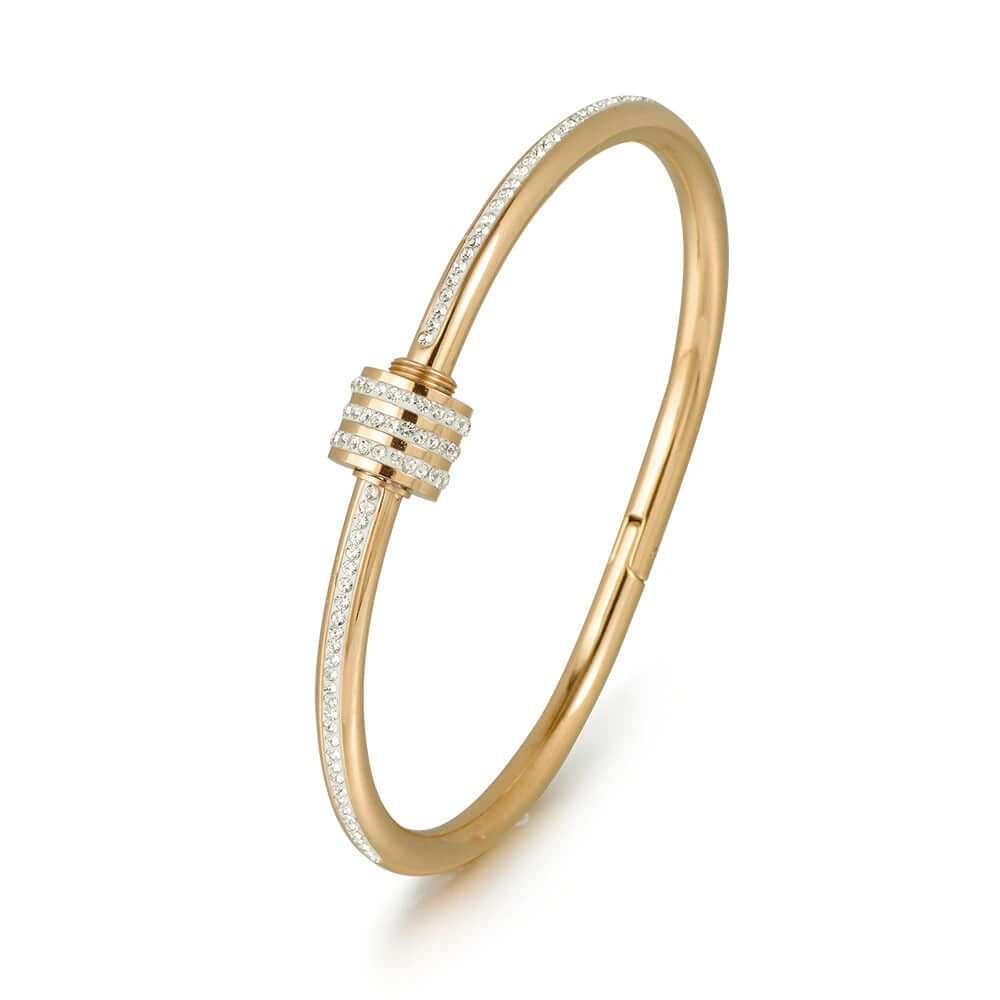 Elegant 316L Stainless Steel Bangle Bracelet for Women – Tarnish-Free, Cubic Zirconia Detail
