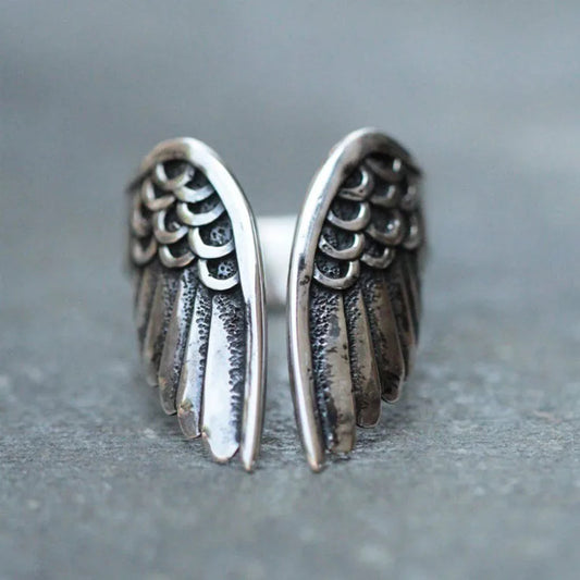 Angel Wing Silver Ring – Dainty 925 Sterling Silver Wing Band