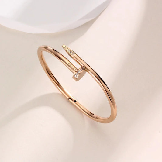 Unisex Stainless Steel Nail-Style Bangle | 18K Gold Plated, Non-Tarnish Bracelet