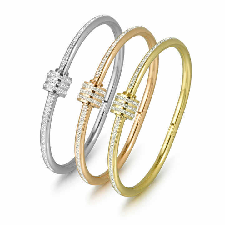 Elegant 316L Stainless Steel Bangle Bracelet for Women – Tarnish-Free, Cubic Zirconia Detail