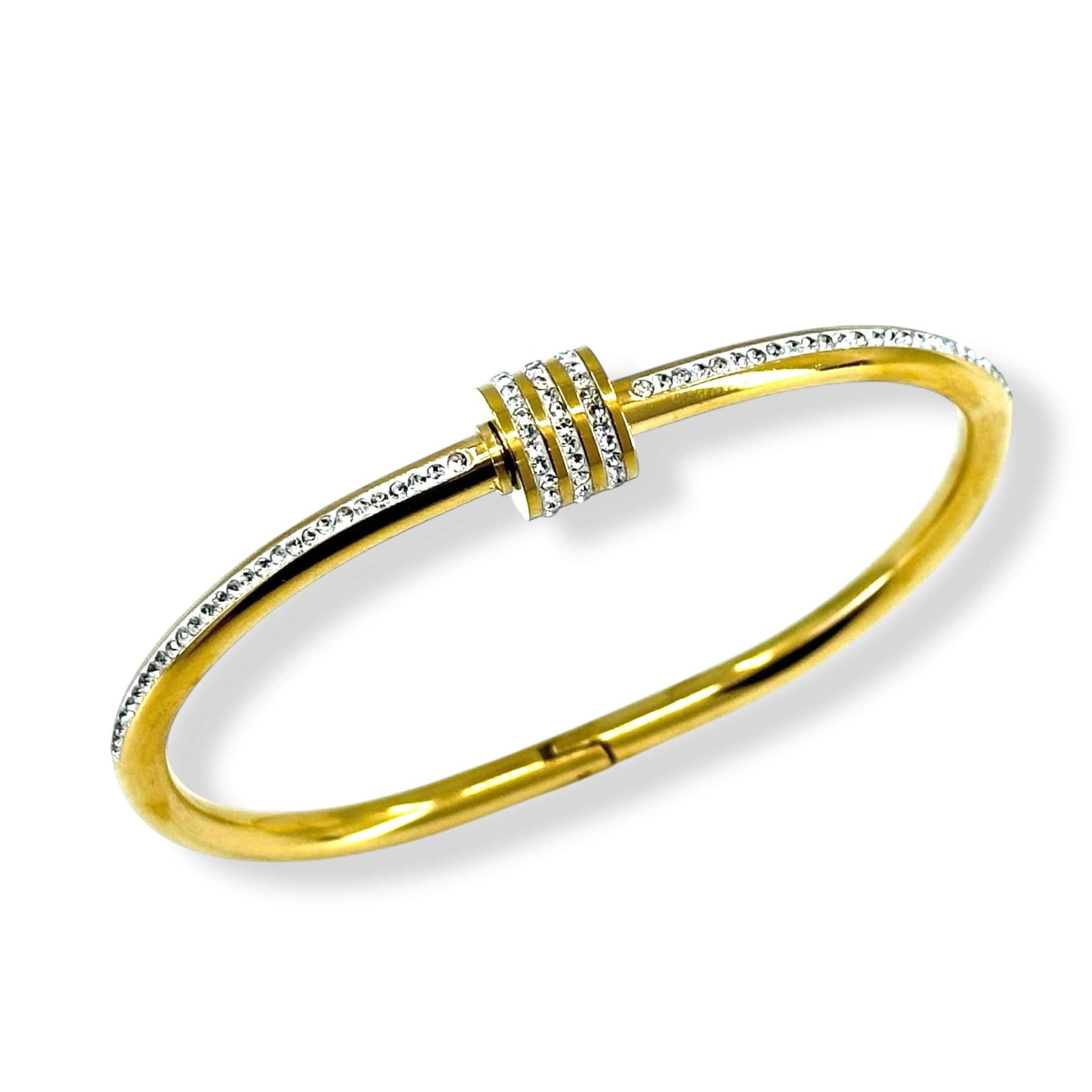 Gold-Plated Stainless Steel Bracelet with Zircon Stones – Elegant and Durable Jewelry