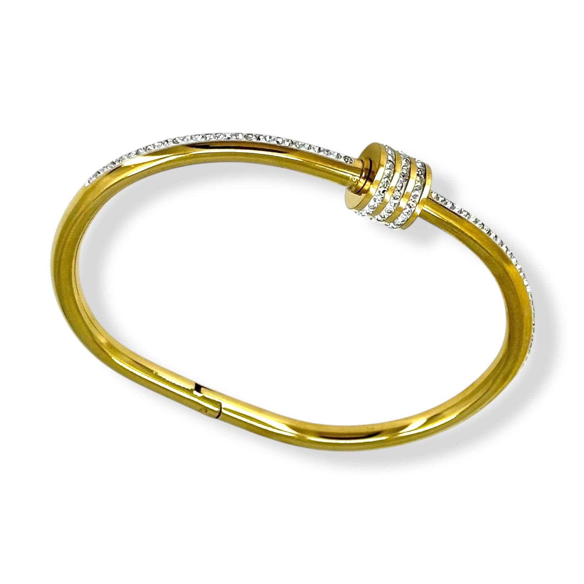 Gold-Plated Stainless Steel Bracelet with Zircon Stones – Elegant and Durable Jewelry