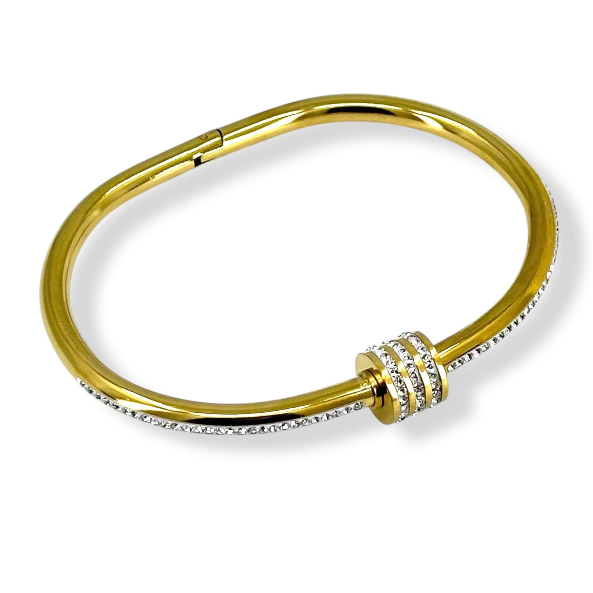 Gold-Plated Stainless Steel Bracelet with Zircon Stones – Elegant and Durable Jewelry