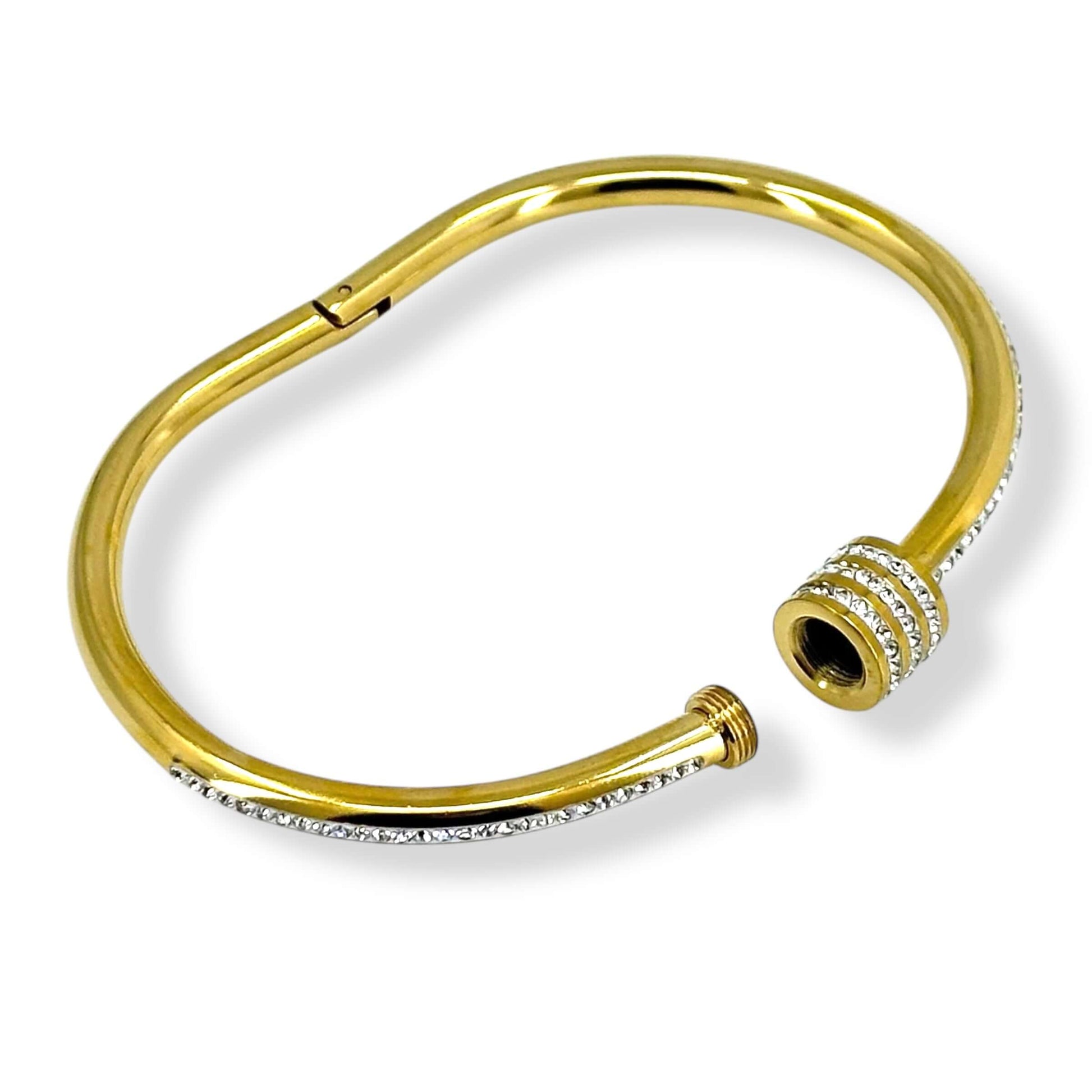 Gold-Plated Stainless Steel Bracelet with Zircon Stones – Elegant and Durable Jewelry