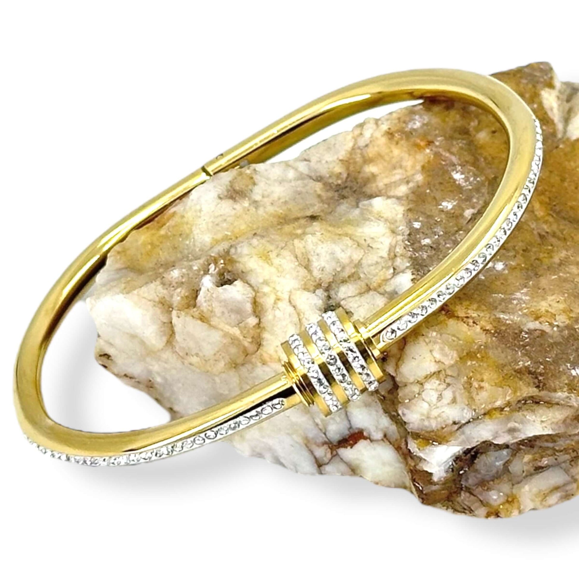 Gold-Plated Stainless Steel Bracelet with Zircon Stones – Elegant and Durable Jewelry
