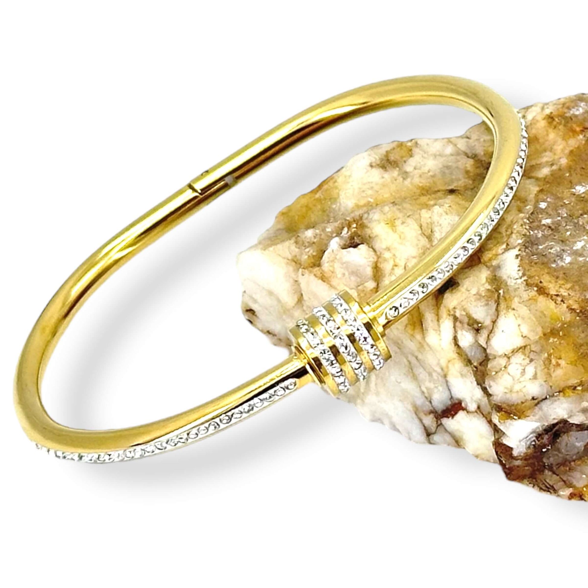 Gold-Plated Stainless Steel Bracelet with Zircon Stones – Elegant and Durable Jewelry