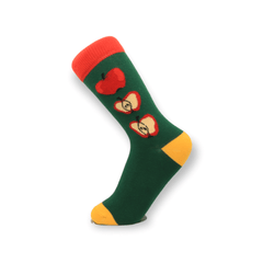 Front view of unisex green apple design everyday cotton socks