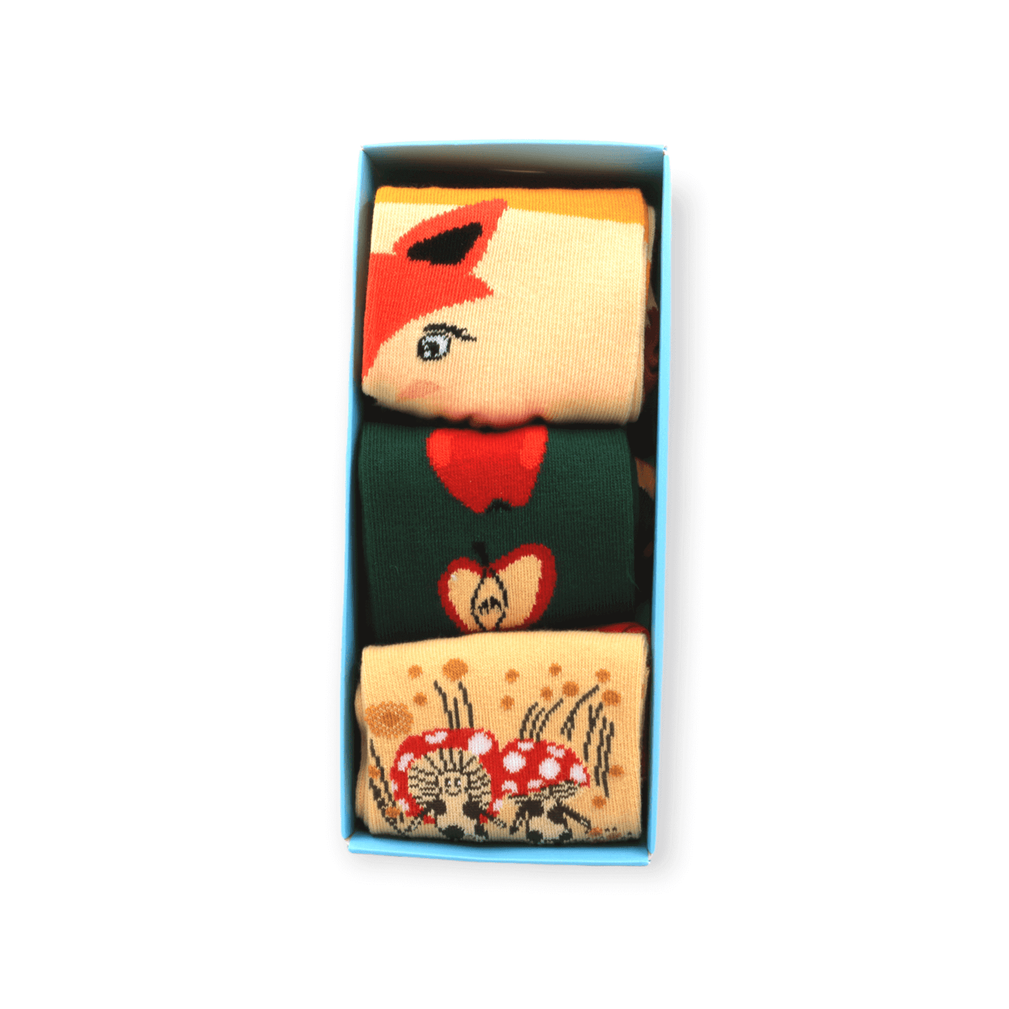  Fox, Apple, Mushroom Box Set Unisex Casual Cotton Socks Footwear