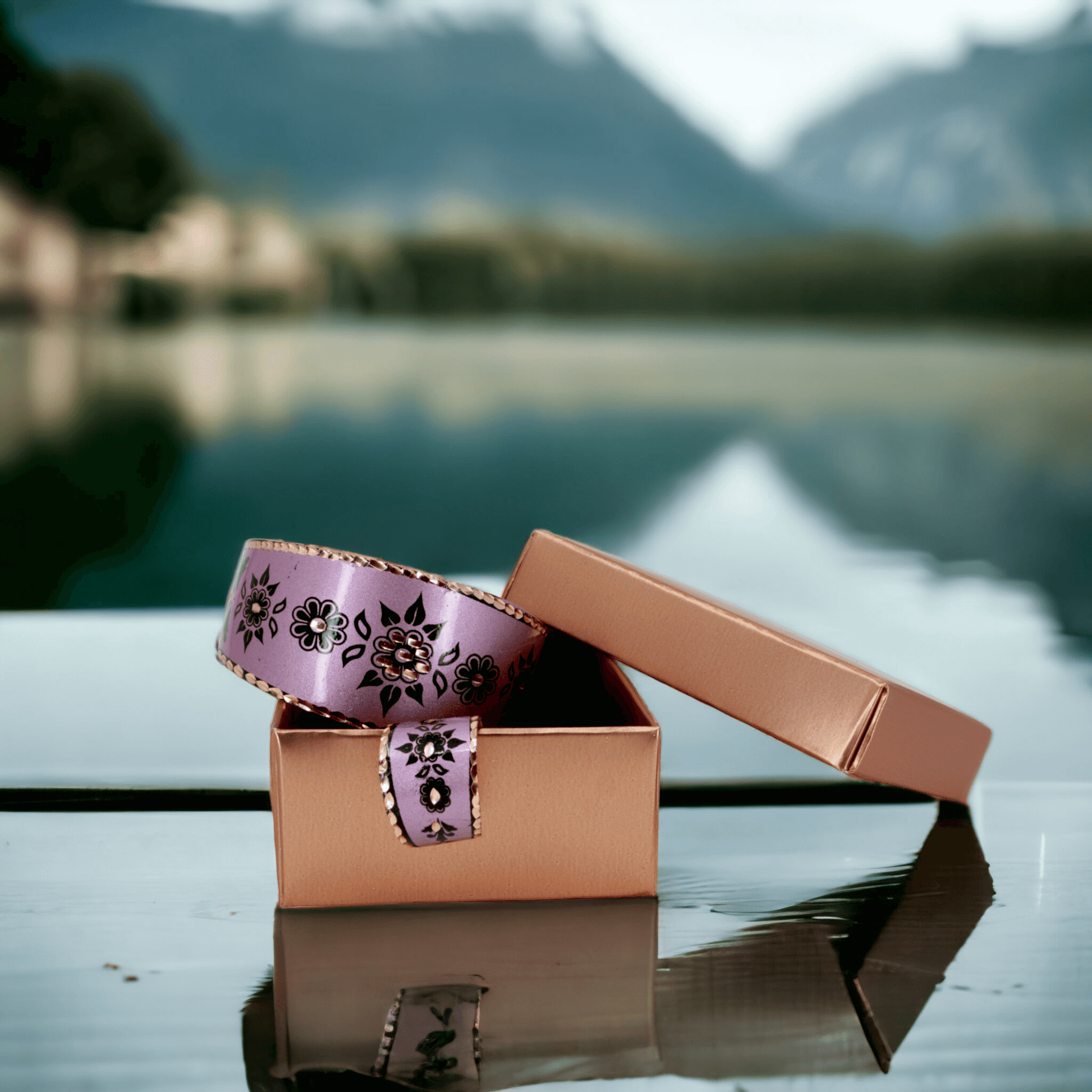 Lavender Copper Adjustable Ring Bracelet Set Jewellery