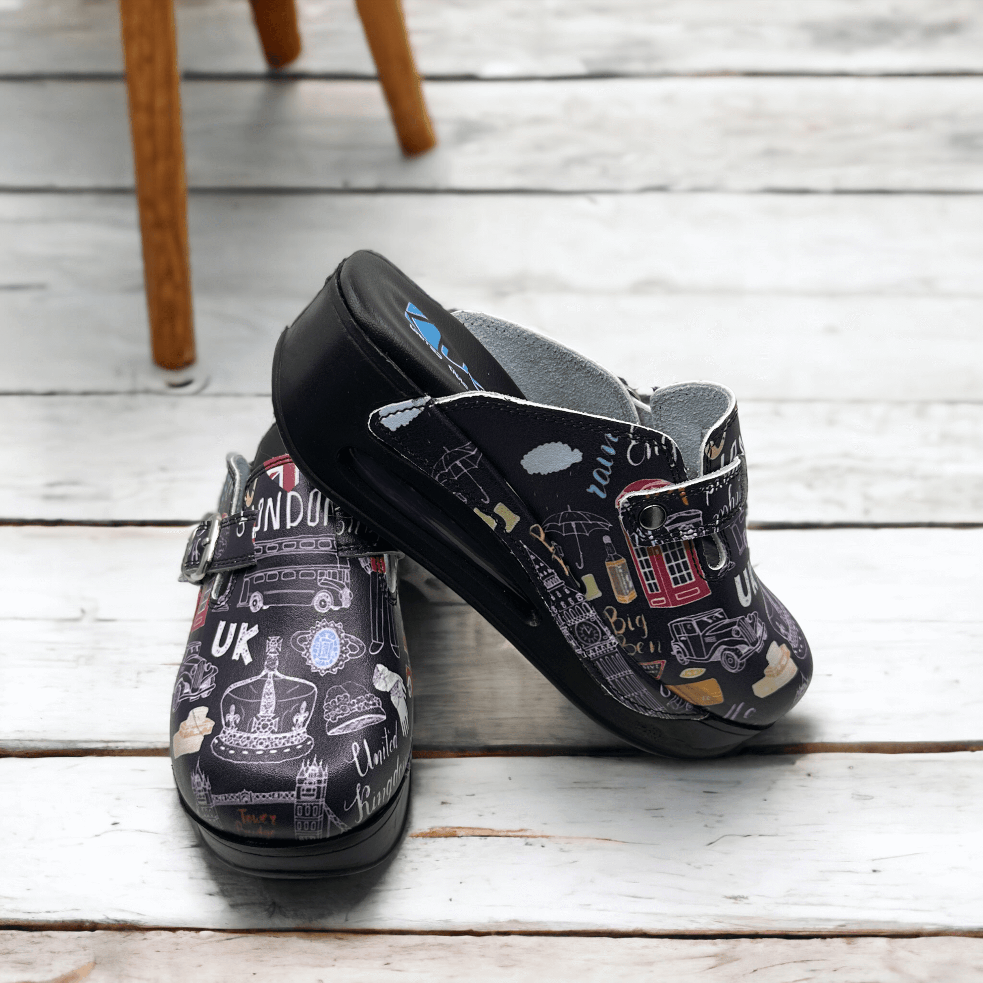 London Design Air Clogx 224 Leather Slippers Clogs Mules Anti-Slip Antibacterial Indoor Outdoor