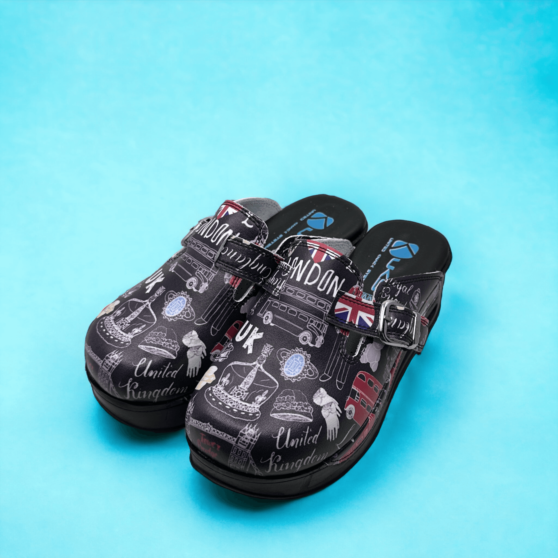 London Design Air Clogx 224 Leather Slippers Clogs Mules Anti-Slip Antibacterial Indoor Outdoor