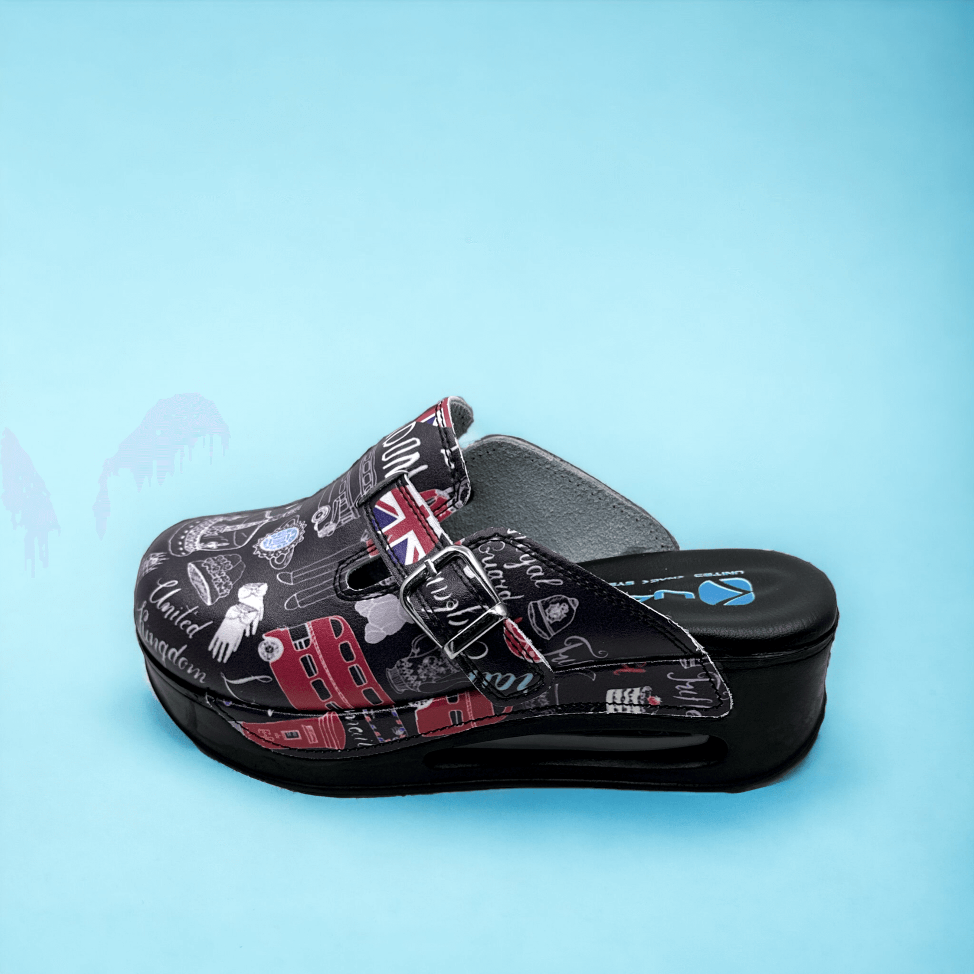 London Design Air Clogx 224 Leather Slippers Clogs Mules Anti-Slip Antibacterial Indoor Outdoor