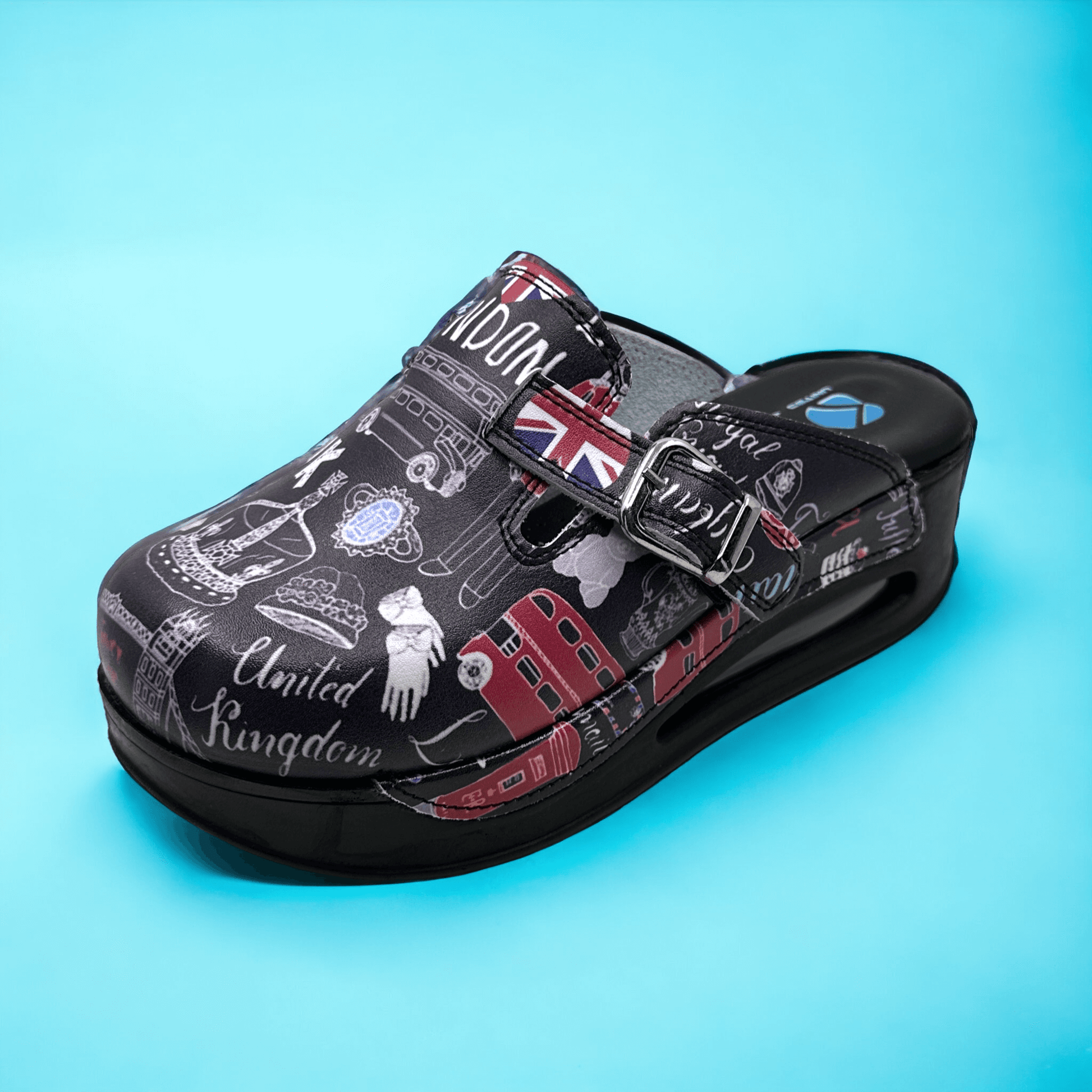 London Design Air Clogx 224 Leather Slippers Clogs Mules Anti-Slip Antibacterial Indoor Outdoor