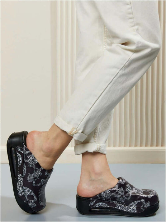 Skull Leather Clogs / Slippers / Mules / Nursing Clogs , High Heel, Platform, Outdoor, Indoor , Gift for Women, Slip Resistant