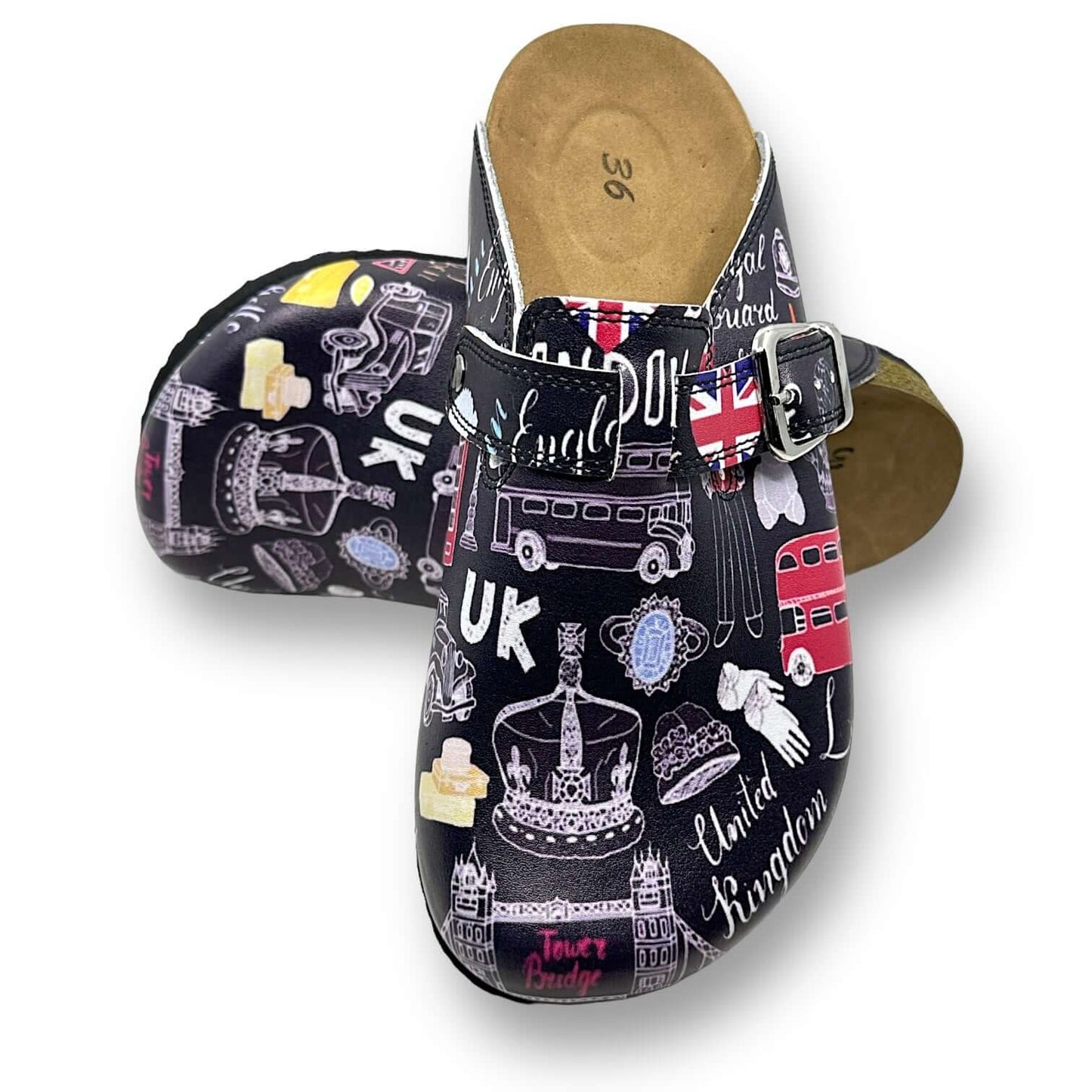 London Chic Leather Clogs Slippers