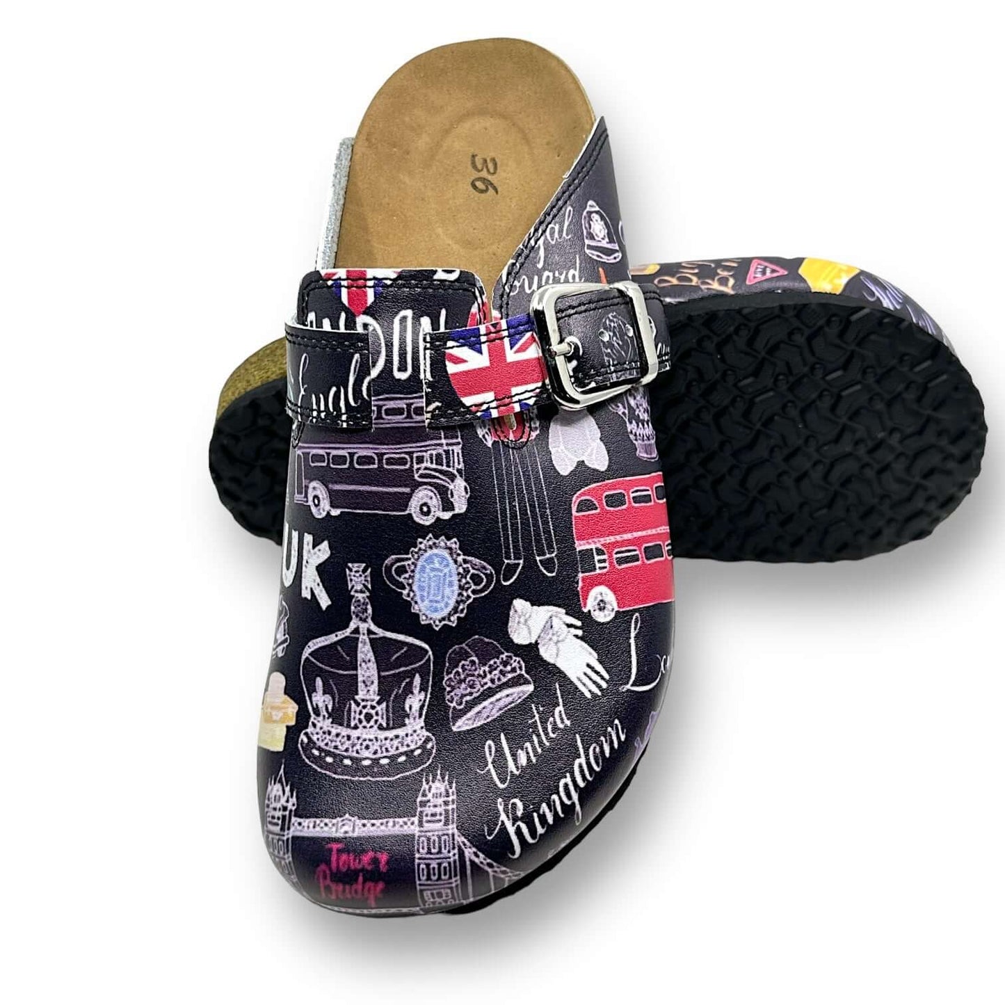 London Chic Leather Clogs Slippers