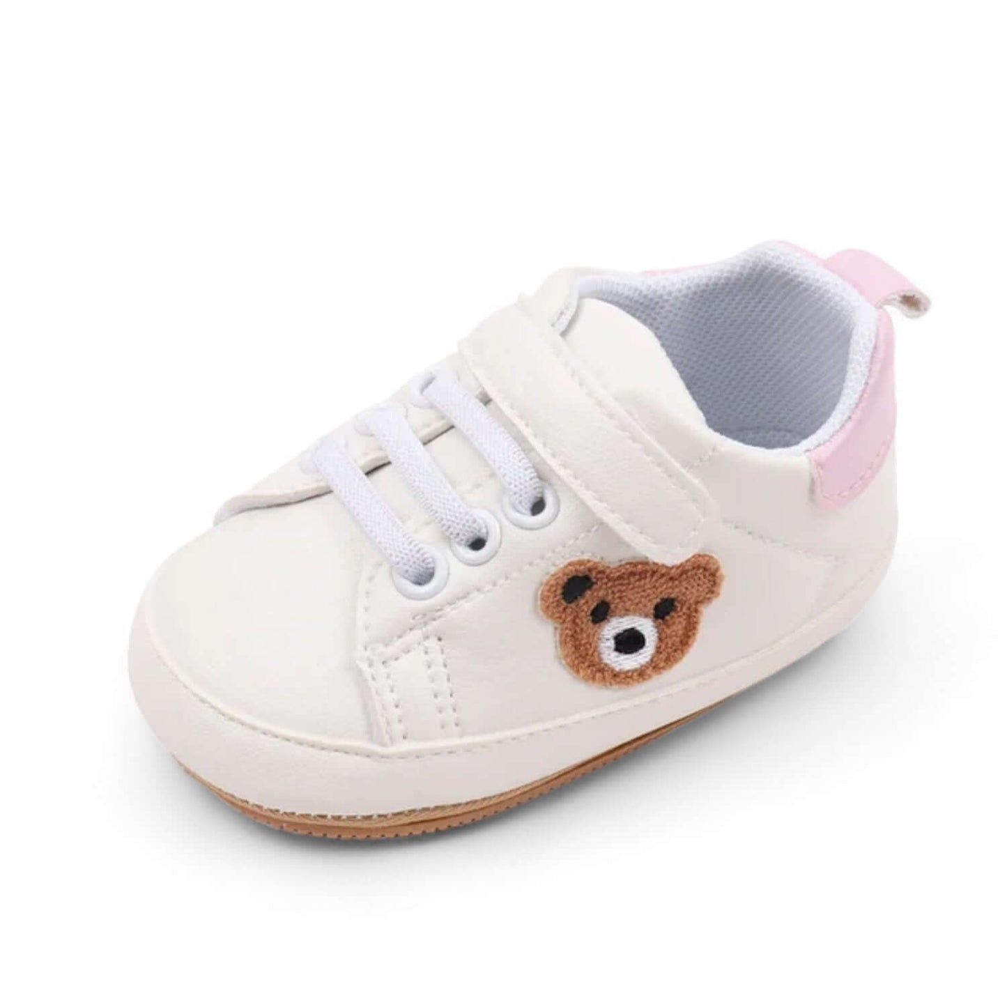 Pink teddy bear baby shoe