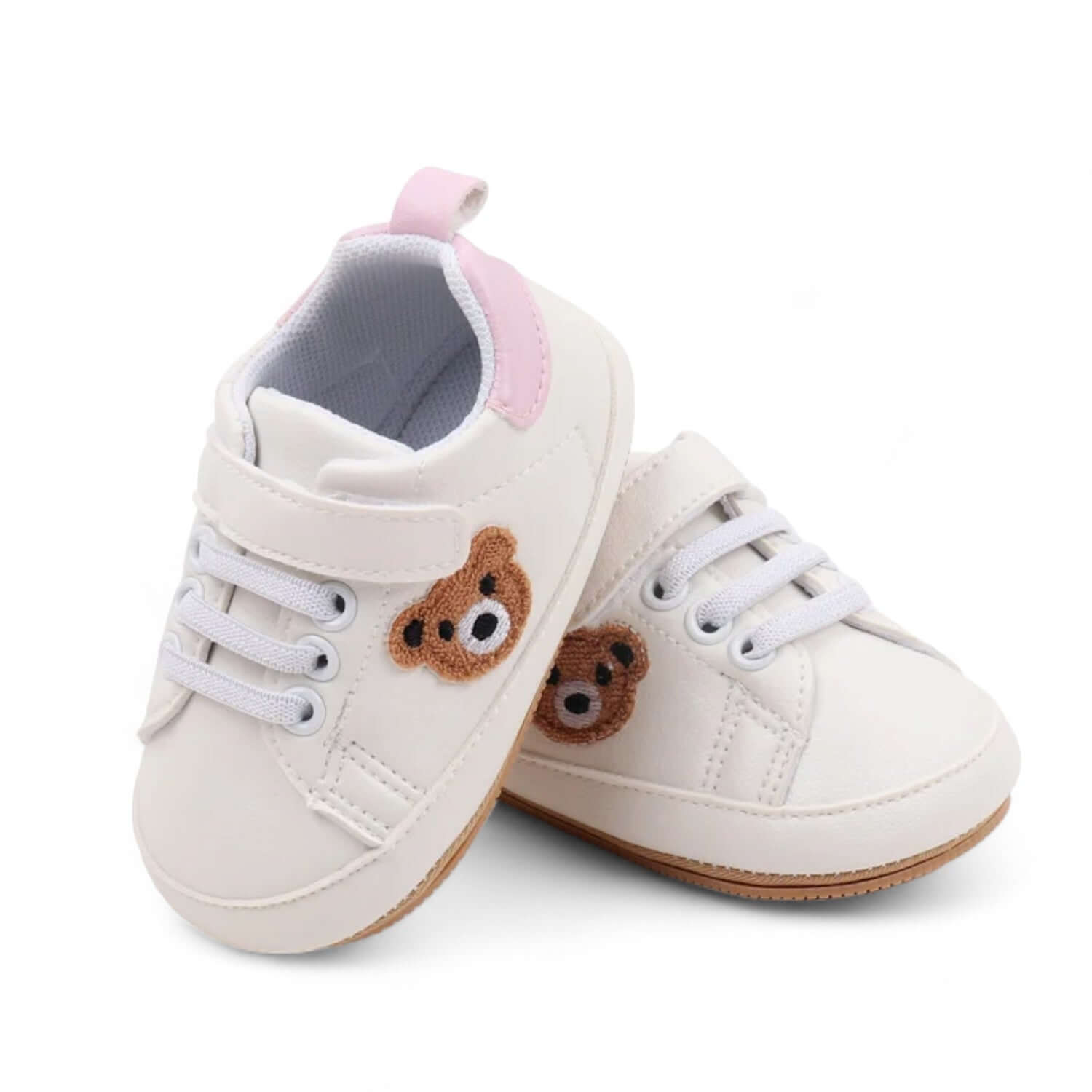 Pink teddy bear baby shoe