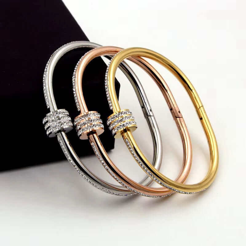 Elegant 316L Stainless Steel Bangle Bracelet for Women – Tarnish-Free, Cubic Zirconia Detail