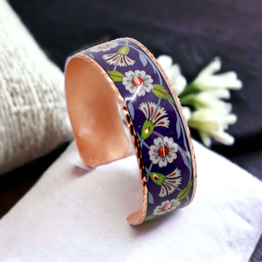  Blue Flower Copper Adjustable Bracelet Bangle Jewelry Jewellery