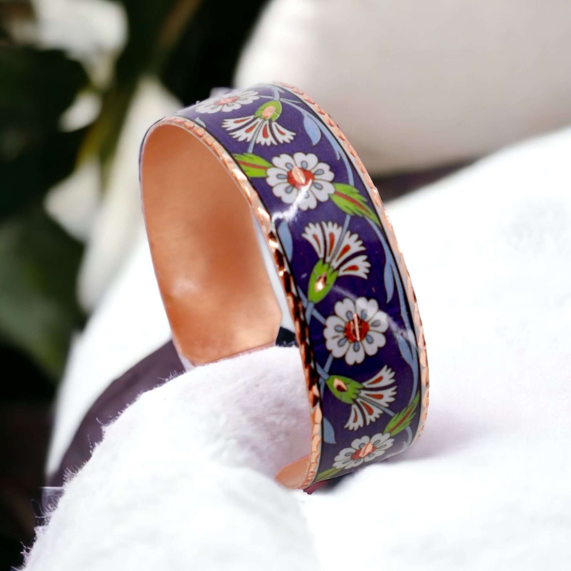  Blue Flower Copper Adjustable Bracelet Bangle Jewelry Jewellery