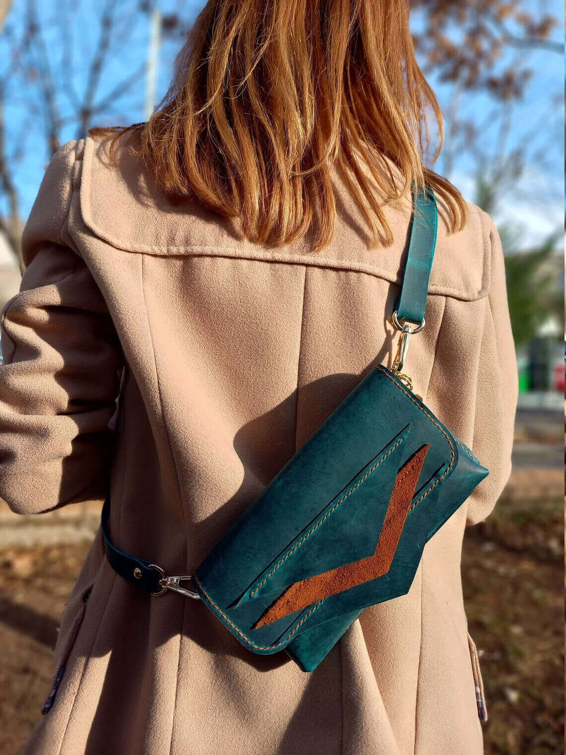 Blue Leather Fanny Pack 01