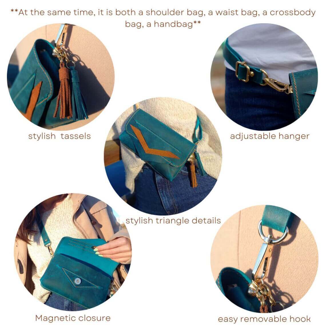 Blue Leather Fanny Pack 01