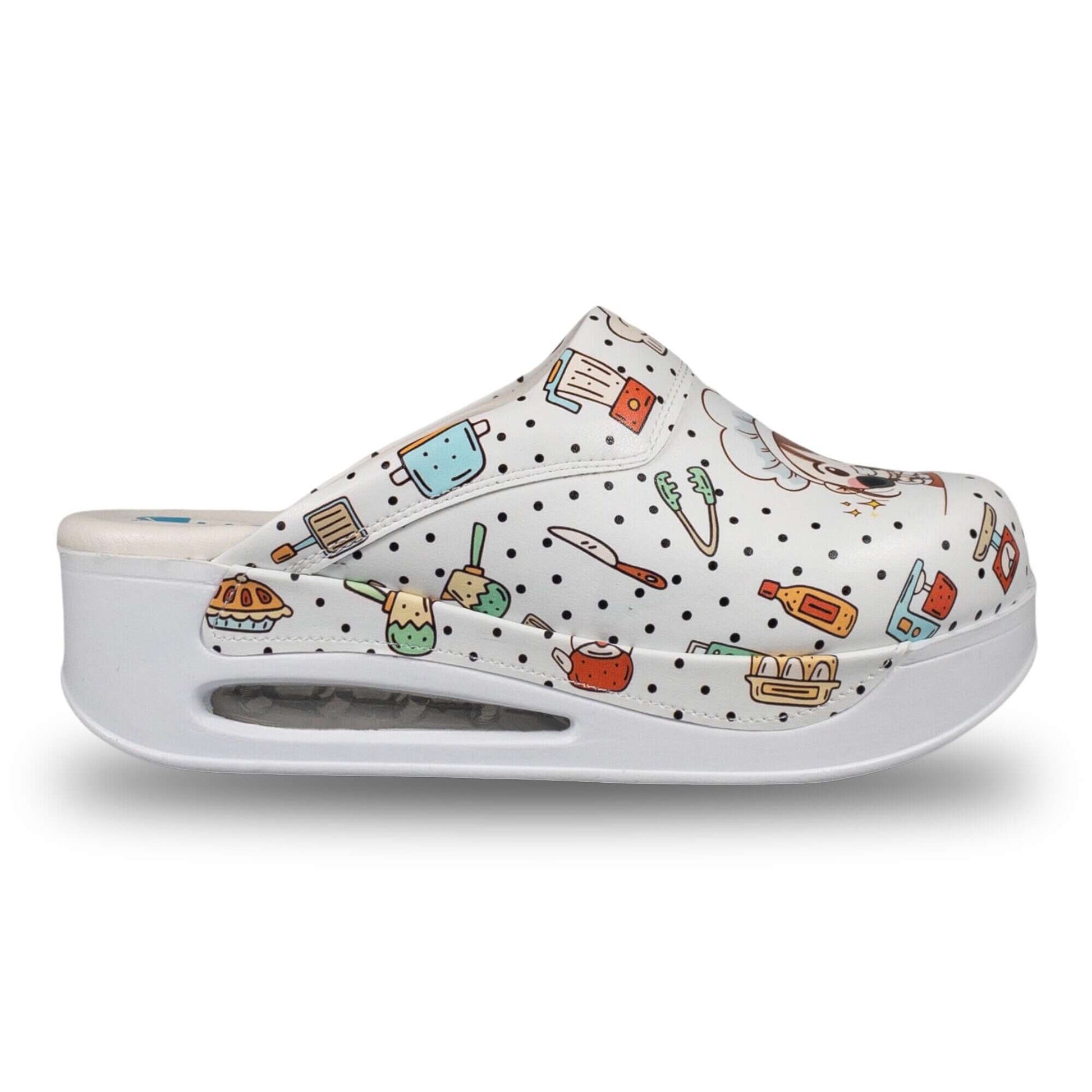 Chef Girl Pattern Air Clogx Leather Clogs Slippers Mules Nursing Clogs Men and Women Handmade Comfortflex