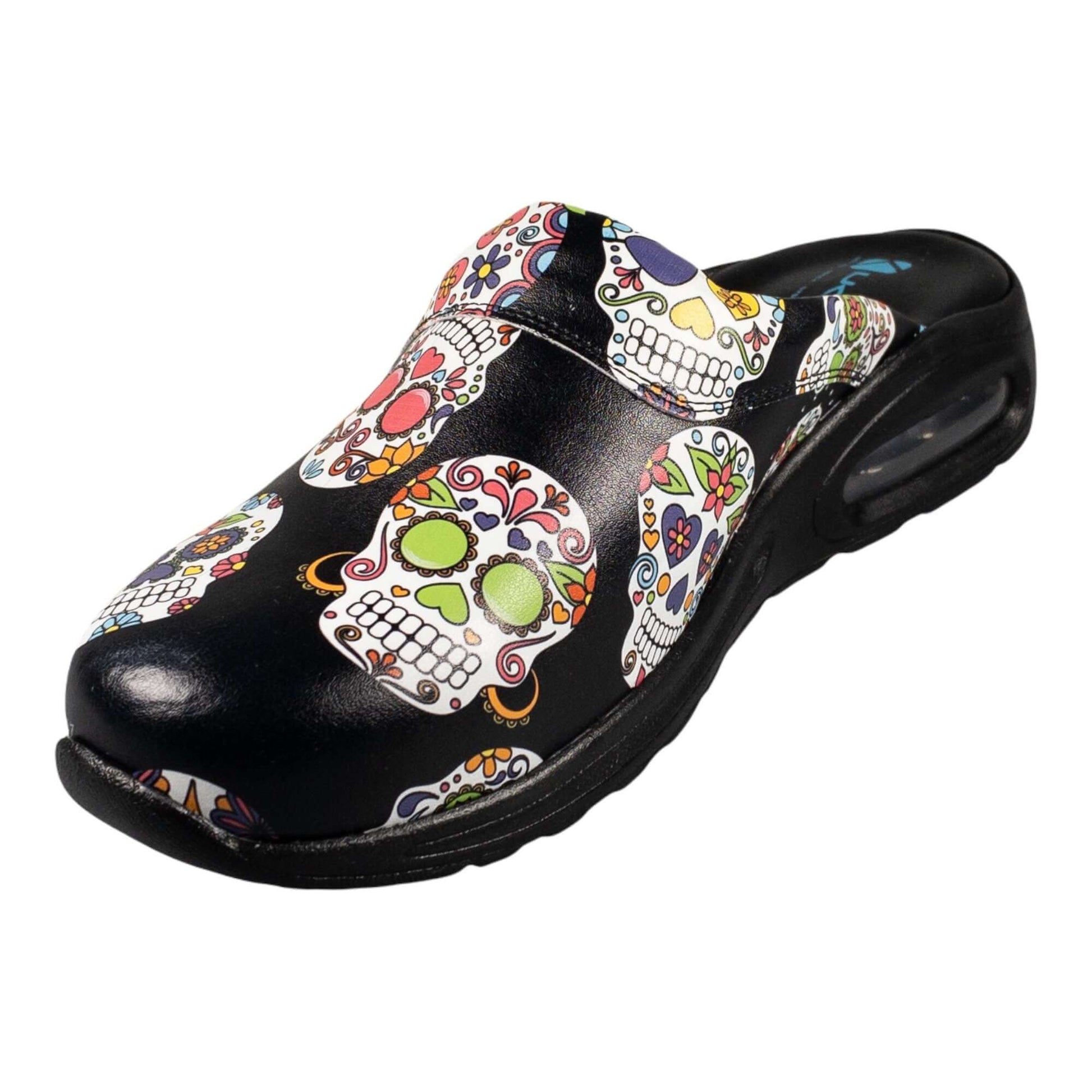 Skull Flower Men’s Women's Leather Clogs Slippers Mules Handmade, High Heel, Platform, Gift for Him, Gift for Men, Slip Resistant