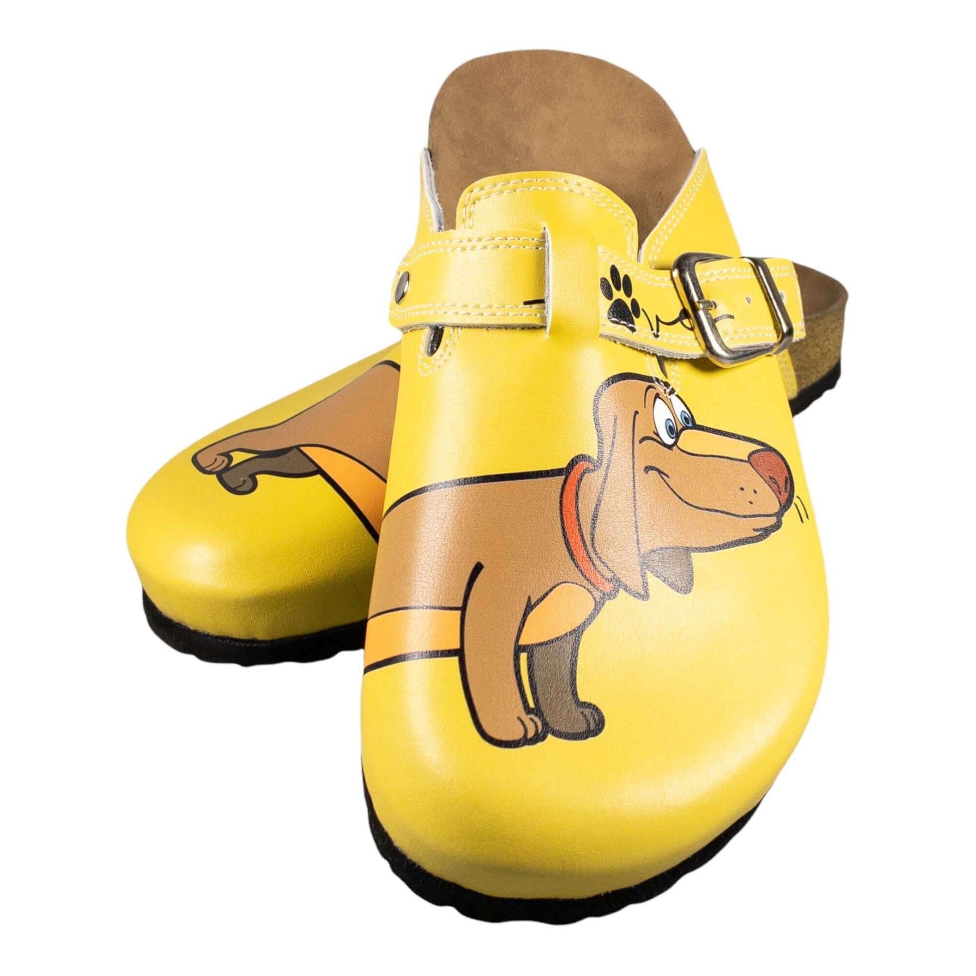 Sausage Dog Boston Leather Clogs Slipper, For Flat Feet, Anti-Slip Antibacterial Comfortable and Staylish
