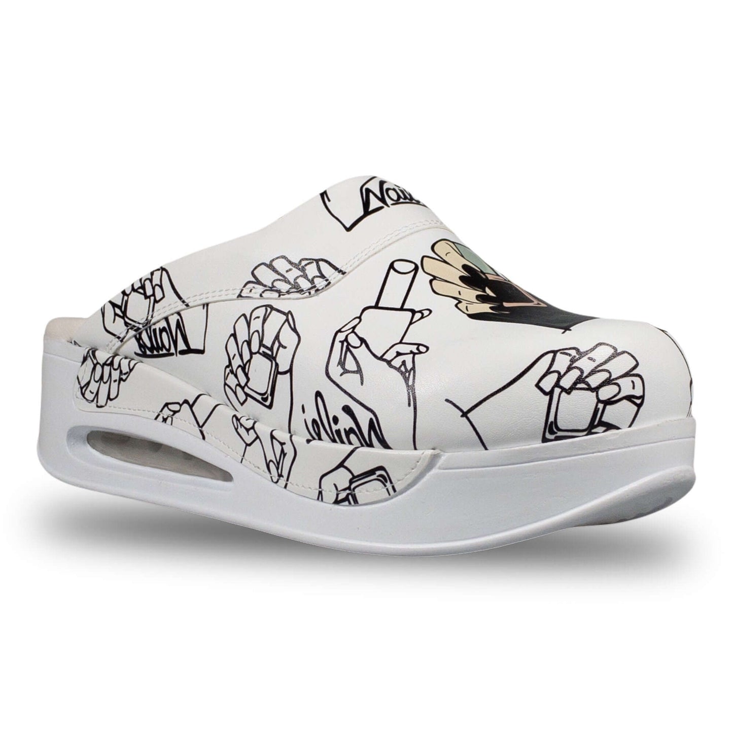 Nail Pattern Air Clogx Leather Clogs Slippers Mules Anti-Slip Antibacterial Indoor Outdoor