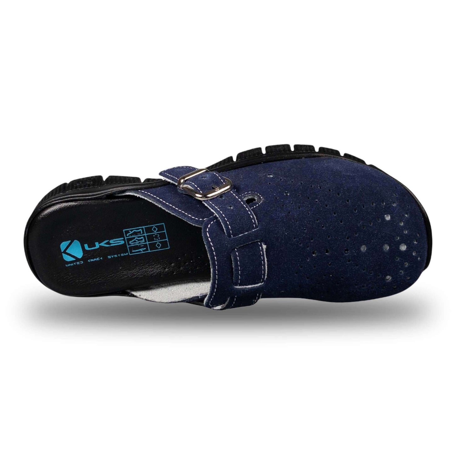  Nubuk Butterfly Navy Blue Leather Clogs Slipper Mules Nursing Shoes Comfortflex Gift for Women, Super Comfy, Handmade, Low Heel, Indoor Outdoor