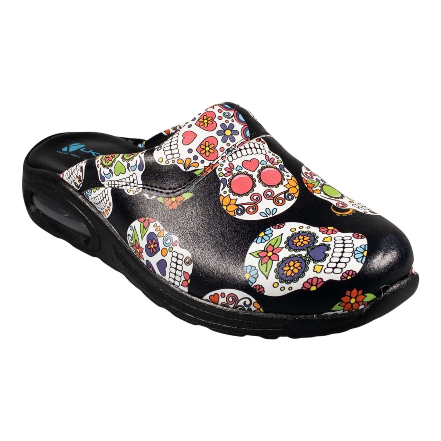 Skull Flower Men’s Women's Leather Clogs Slippers Mules  Handmade, High Heel, Platform, Gift for Him, Gift for Men, Slip Resistant